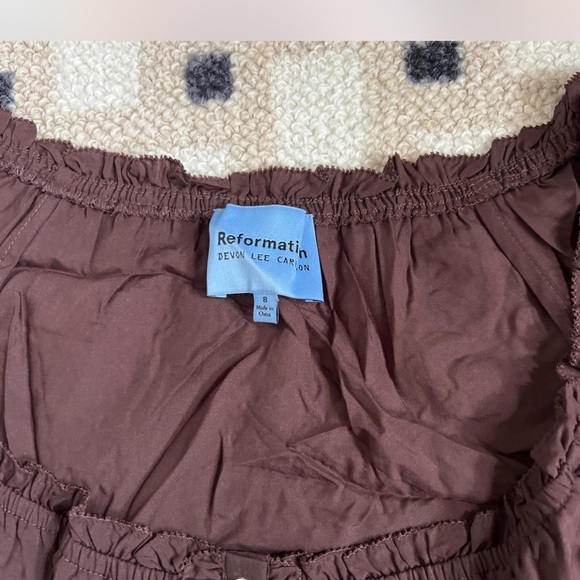 Reformation Chocolate Ruffle Alabama Blouse - Picture 2 of 6